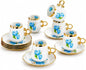 Porcelain Tea Cups and Saucers Set of 12, 100ml Espresso Turkish Coffee Cups by Unknown