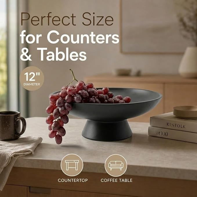 12" Concrete Fruit bowl for Kitchen Counter, Coffee Table Decor, Decorative Key - Image 5