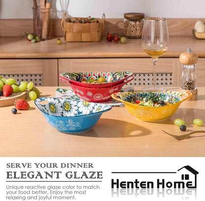 Henten Home Ceramic Salad Bowls Set, 19 oz Porcelain Soup Bowl Set of 4 - Image 5