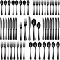 50 Pcs Black Silverware Set, Stainless Steel Flatware Set Service for 10, Mirror Polished Cutlery Utensil Sets, Durable Home Kitchen Eating Tableware Sets, Include Fork Knife Spoon, Dishwasher Safe