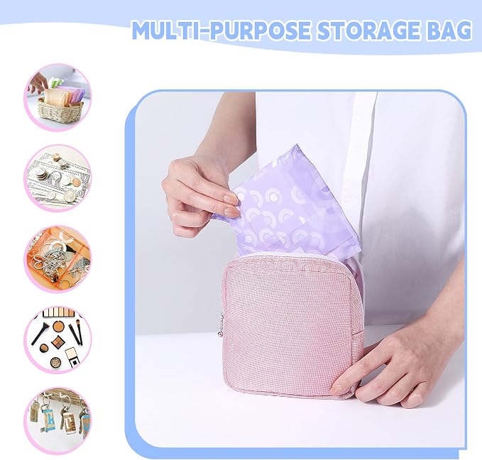 Period Bag for Teen Girls, Canvas Sanitary Napkin Storage Bag - Image 4