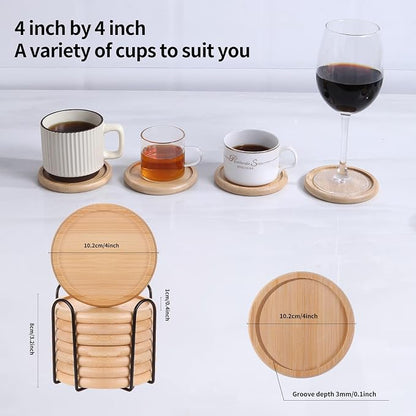 4 Inch Bamboo Drink Coasters Set - Image 3