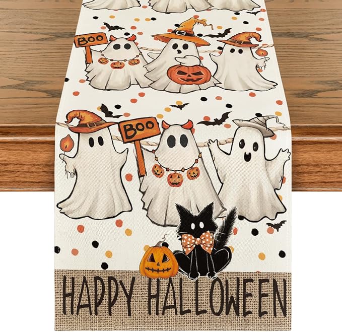 Artoid Mode 210 GSM Halloween Table Runner 13x72 Inch Home Party Decor | Beige by ArtoidMode