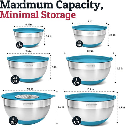 PriorityChef 6pc Stainless Steel Mixing Bowls - Image 2