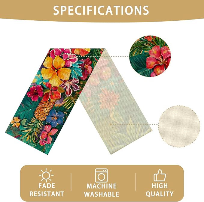Pineapples Abstract Art Painting Burlap Table Runner Seasonal Spring Fall - Image 5