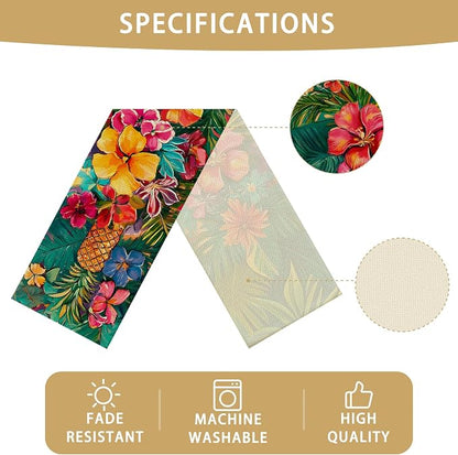 Pineapples Abstract Art Painting Burlap Table Runner Seasonal Spring Fall - Image 5