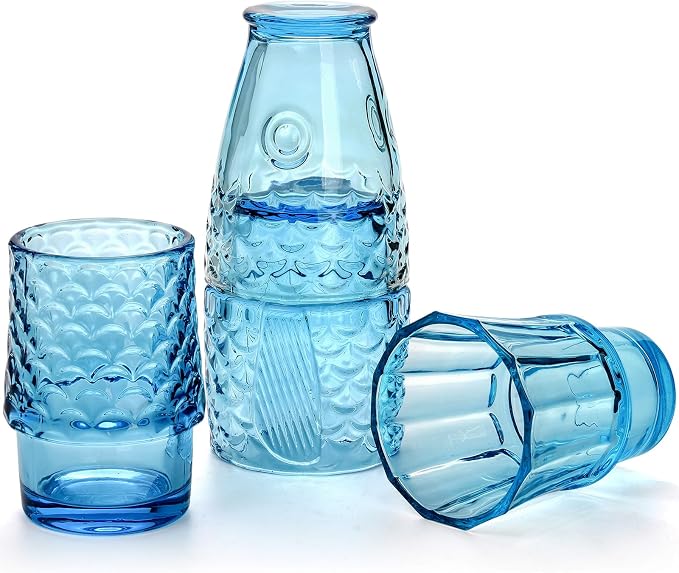 Frcctre Set of 4 Koi Fish Design Drinking Glasses, Stackable Drinking Glasses - Image 3