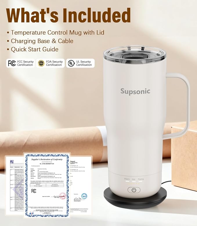 Supsonic Heated Coffee Mug, 20oz Electric Temperature Control Cup | Keeps - Image 8