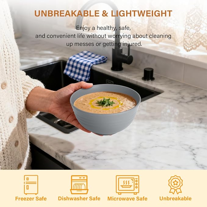 Premium Wheat Straw Bowls 8 PCS Unbreakable Bowl - Image 5