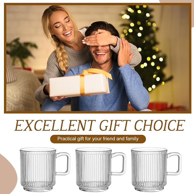 12 Pack Glass Coffee Mugs with Handles, 12 Ounces Glass Breakfast Mugs Bulk - Image 5