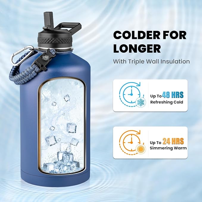 RAYMYLO One Gallon Water Bottle Insulated 128 oz, Stainless Steel | Triple - Image 2