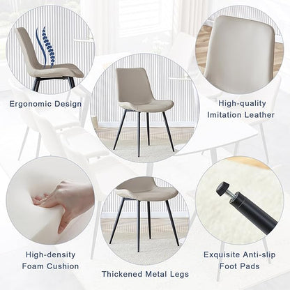 Extendable Dining Table Set for 6, 55'' to 78.8'' Rectangular Thickened Sintered Stone Kitchen Table with 6 Upholstered Chairs, Modern Space Saving 7-Piece Dinner Table Set