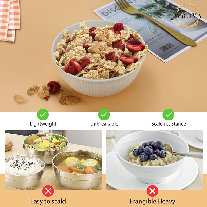 Kids Soup Bowls 8 PCS, Wheat Straw Bowls Set Microwave Safe 26 OZ | Unbreakable - Image 4