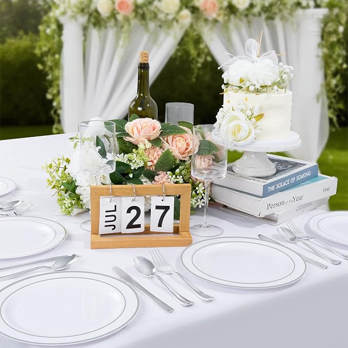 PULOTE 100PCS Silver Plastic Plates - Image 4