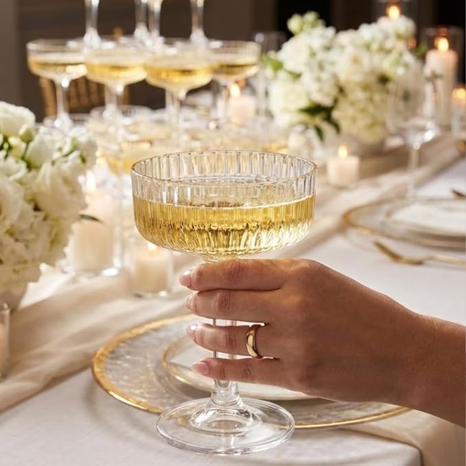 Khen Acrylic Champagne Tower | Set of 20 | 7 oz Stackable Unbreakable Coupe - Image 6