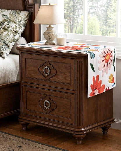 Canvas Embroidered Narrow 13"x 48" Table Runner, Colorful Flower | Exquisite - Image 4