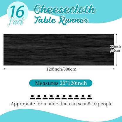 16 Pack Black Cheesecloth Table Runners 20x120 Inch Gauze Table Runner Cheese - Image 2