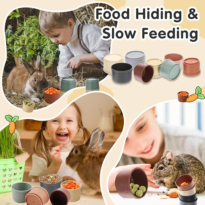 8 Pcs Stacking Cups for Rabbits, Colorful Bunny Toys for Rabbits and Small - Image 2