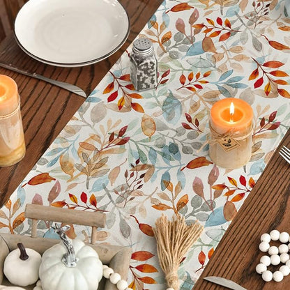 Artoid Mode 210 GSM Fall Table Runner 13x90 Inch Home Party Decor | Beige - Image 7