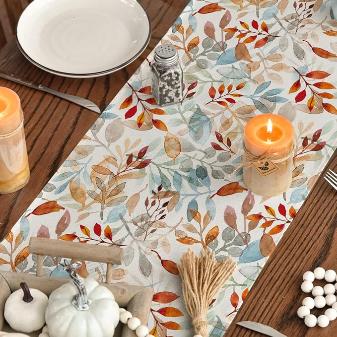 Artoid Mode 210 GSM Fall Table Runner 13x48 Inch Home Party Decor | Beige - Image 7