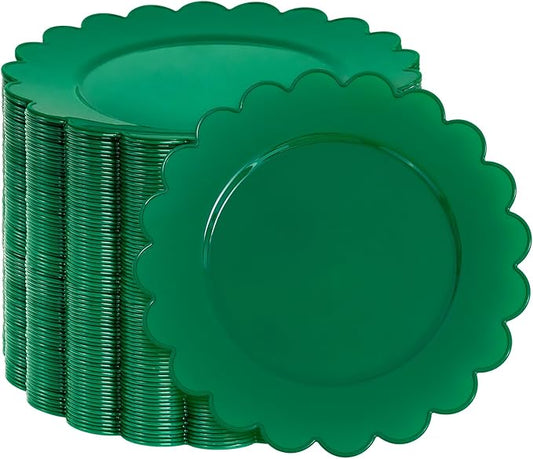 SUT 72Pcs 7.5" Green Plastic Plates - Heavy Duty Disposable Tableware for Weddings, Parties, Events | Eco-Friendly Dessert & Appetizer Serving, Fancy Disposable Plates (72 Count)