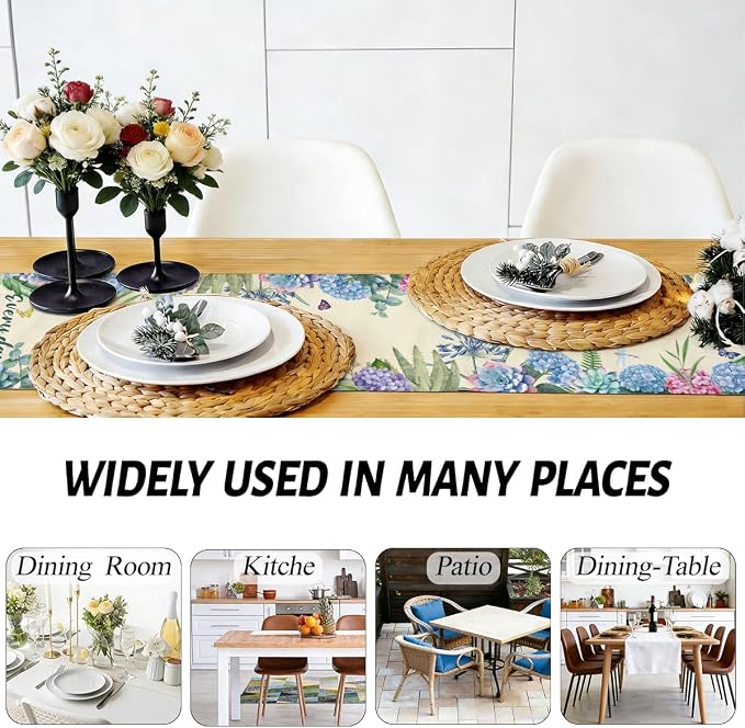 Every Day is A Gift Dragonfly Hydrangea Spring Table Runner 13x72 Inch | - Image 5