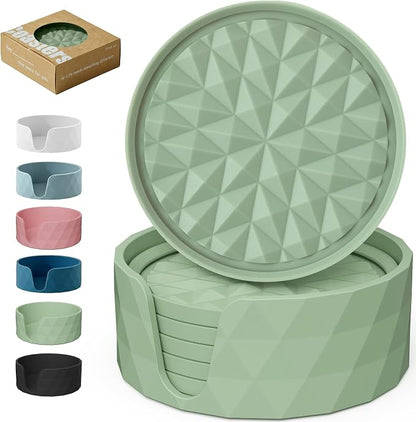 Silicone Drink Coasters Set of 6, Desk Cup Coaster | Prevents by Wingcases