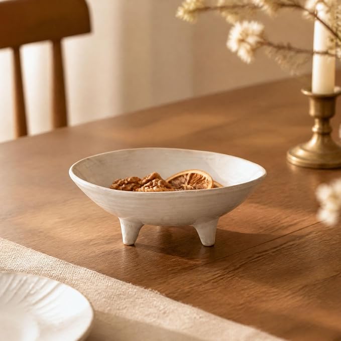 6" Small Decorative Bowl, Candy and Home Decor, Ceramic Bowl （Retro White） - Image 4
