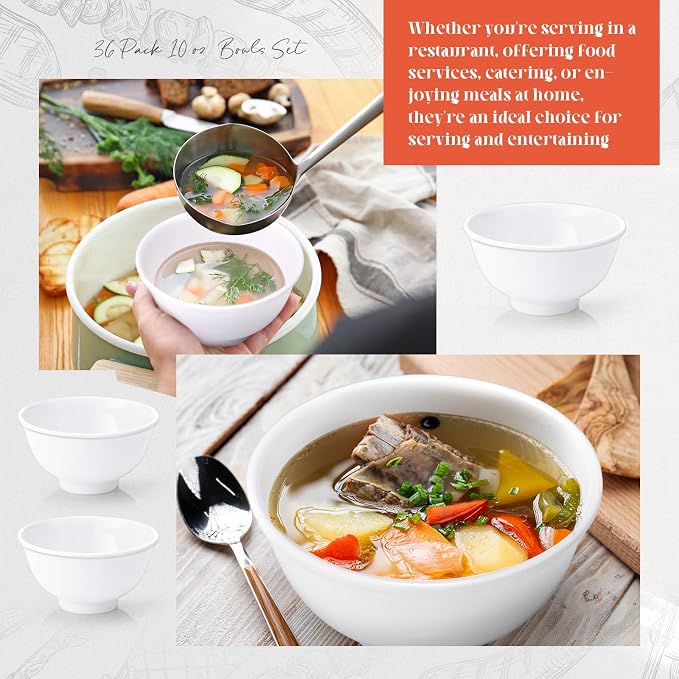 Tioncy 36 Pcs Bowls Set Unbreakable Dessert Soup Salad Bowls - Image 4