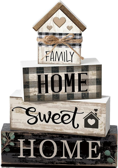 Moucuny 4 Pcs Farmhouse Table Decor Rustic Home Sweet Home Farmhouse Tiered by Moucuny