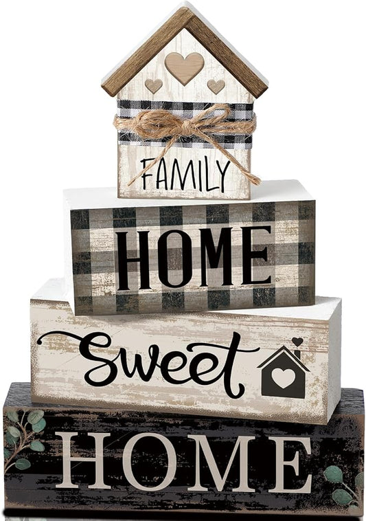 Moucuny 4 Pcs Farmhouse Table Decor Rustic Home Sweet Home Farmhouse Tiered by Moucuny