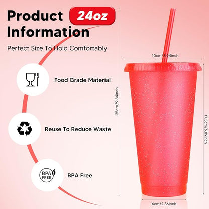 24 Pack Plastic Tumblers with Lids and Straws, Reusable Cups with Lids Plastic - Image 2