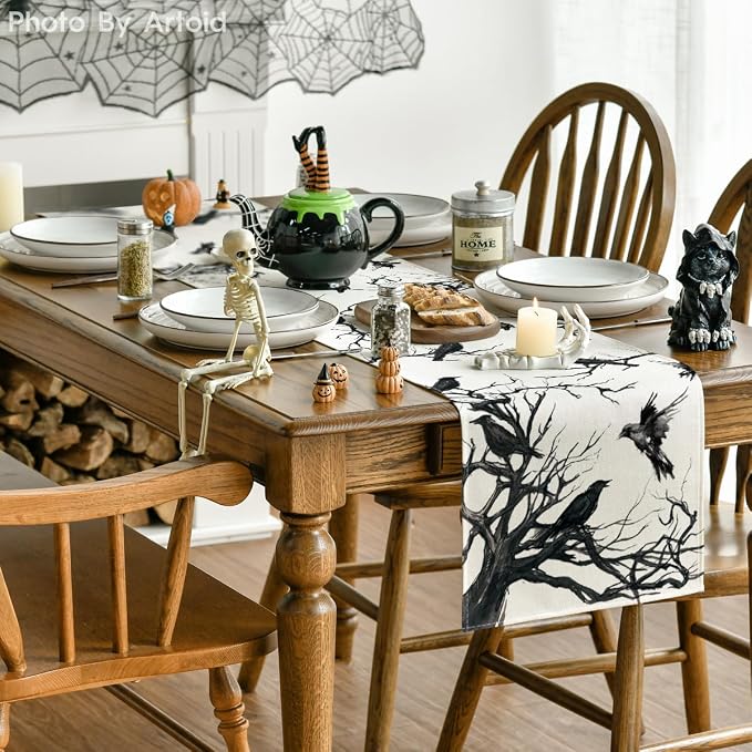 Artoid Mode 210 GSM Halloween Table Runner 13x120 Inch Home Party Decor | - Image 4
