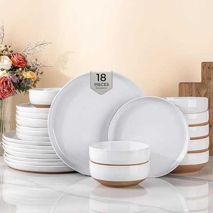 AmorArc Dinnerware Sets for 6, 18 Pieces Ceramic Plates and Bowls Set | Scratch by AmorArc