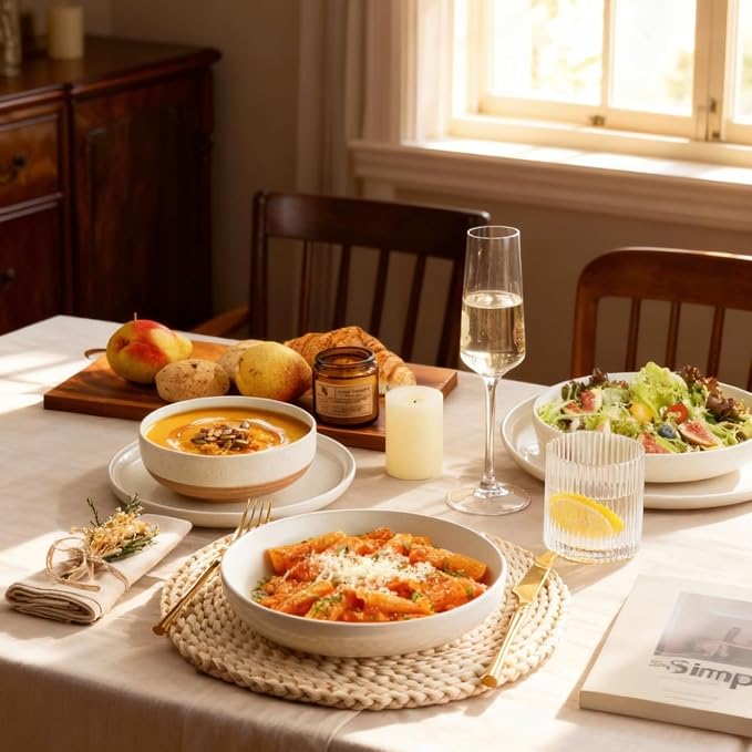 AmorArc Dinnerware Sets for 6, 24 Pieces Ceramic Plates and Bowls Set | Scratch - Image 7