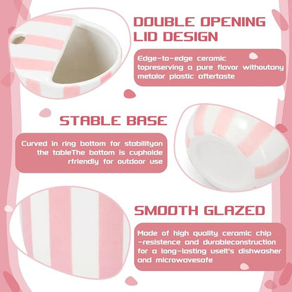 Ceramic Mug with Sip Hole 10 oz Novelty Pink Striped Ceramic Coffee Mug Hand - Image 3