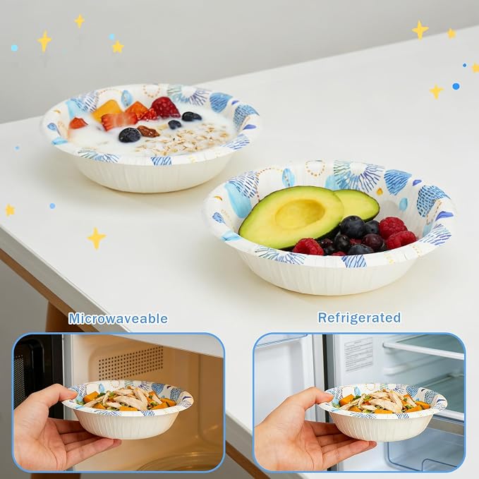 30 Pack Paper Bowls, 8 Oz Disposable Soup Bowl, Heavy Duty Printed Disposable - Image 5