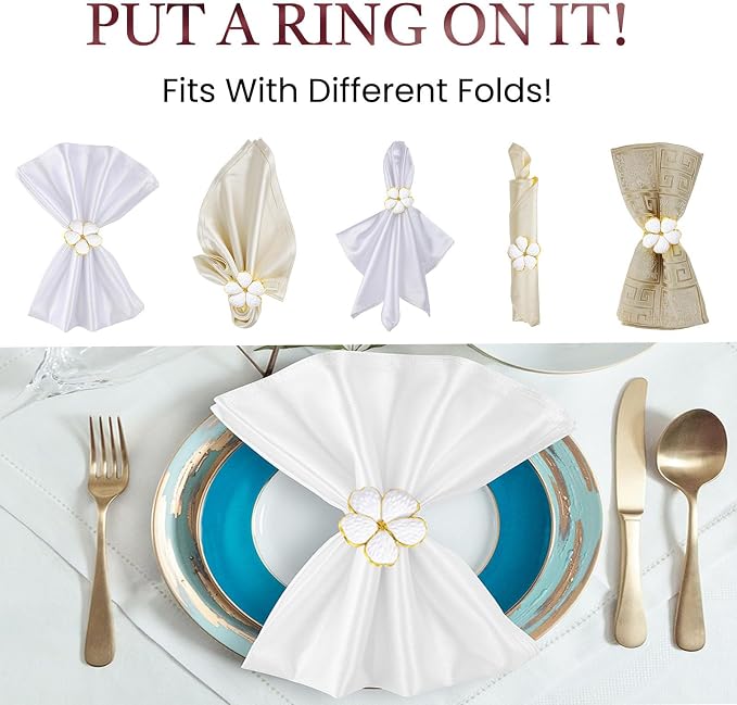 Flower Napkin Rings Set of 8, European Palace-Style Glaze, High-Temperature - Image 5