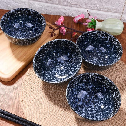 Japanese Bowl Set of 4 Ceramic Rice Bowls 4.5 Inch Speckled Glaze Snack Bowls - Image 7