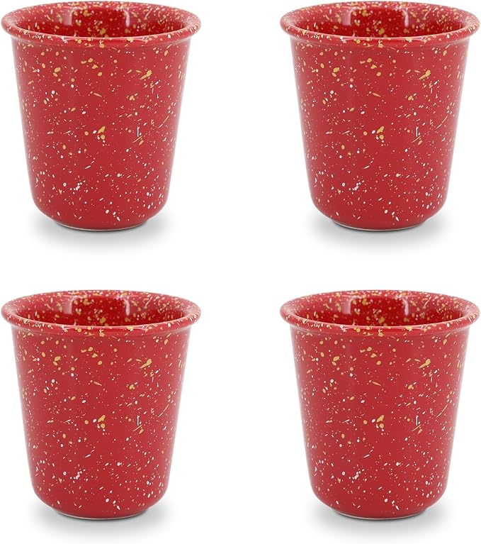 Handleless Speckled Ceramic Coffee Cups, 10 oz, Cappuccino, Microwave & by Krokori