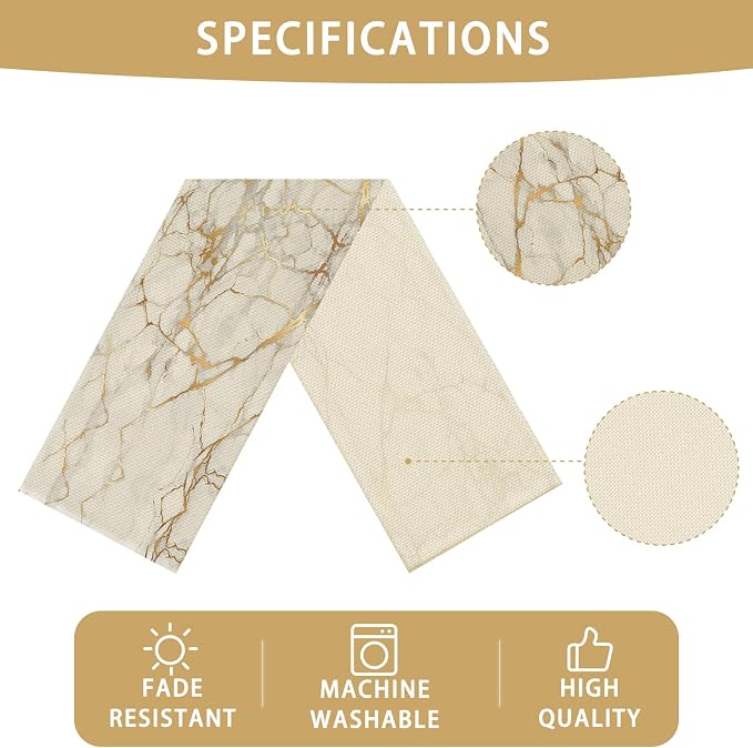 Marble Burlap Table Runner Seasonal Spring Fall Kitchen Dining Linen Table - Image 6
