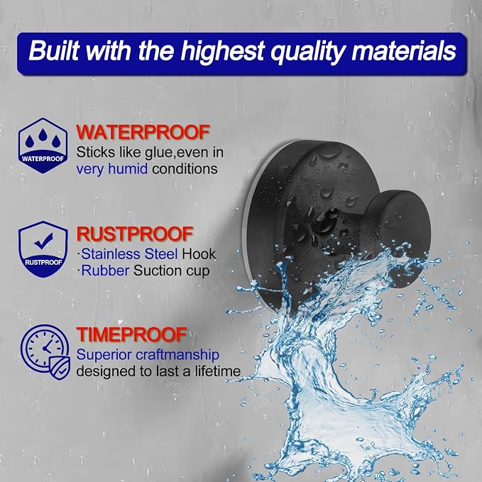 Bntuk Suction Cup Hooks for Shower, Twist-Lock Towel Hooks for Bathrooms | - Image 2