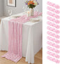 12 Pack Light Pink Cheesecloth Table Runner 10Ft, Gauze Table Runners 21.5 x by Yemosa