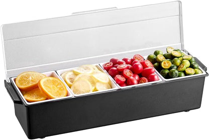 VEVOR Chilled Condiment Server, 4 Compartment Ice Cooled Condiment Serving - Image 9