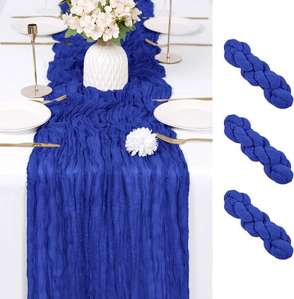 3 Pack Royal Blue Cheesecloth Table Runner 17x108 Inch Semi Sheer Boho Gauze by Unknown