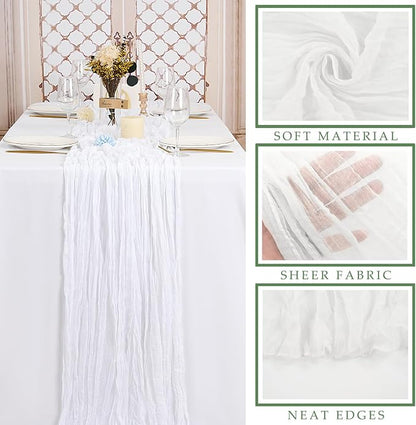 12 Pcs White Cheesecloth Table Runner 10FT Runner - Image 2