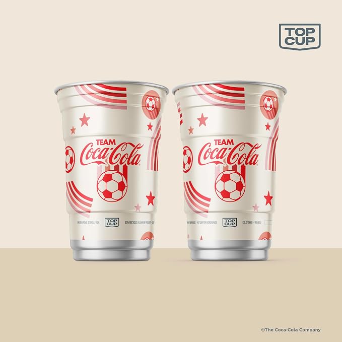 Top Cup – 20 Ounce, Officially Licensed Coca-Cola Soccer Theme Aluminum Party - Image 2