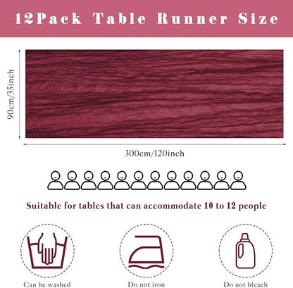 10FT 12 Pcs Burgundy Cheesecloth Table Runner Gauze Fabric Boho Cheese Cloth - Image 3