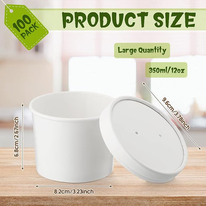 Fulmoon 100 Pack Paper Soup Containers - Image 2