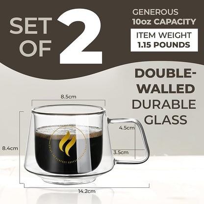 GLORAMA Double Walled Glass Coffee Mugs - 10oz Coffee Mugs - Image 7